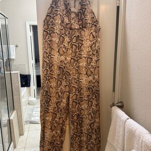 Snake Print Halter Jumpsuit